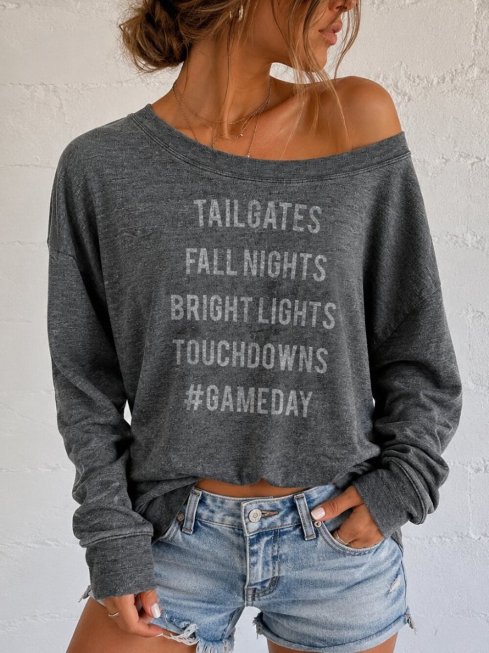 Express Gray Game Day Tailgate Oversized Sweatshirt Top Small